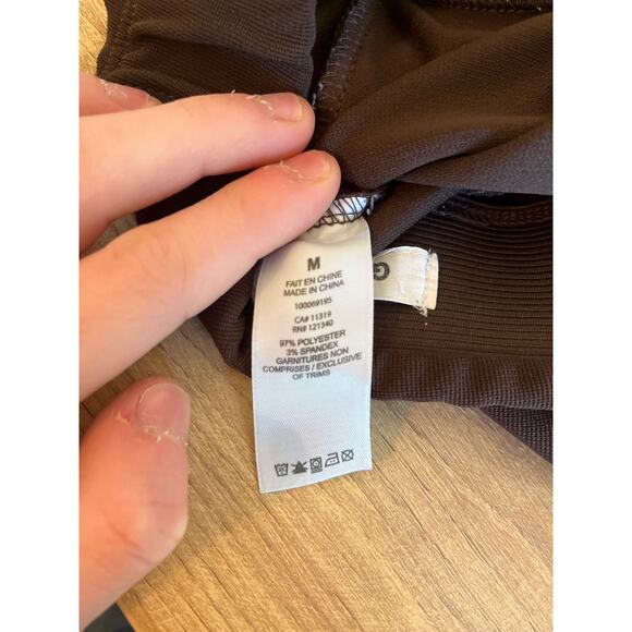 Garage Pull-On Knit Flare Leg Pants Size Medium Brown Seaming Down Legs Stretch - Picture 4 of 8